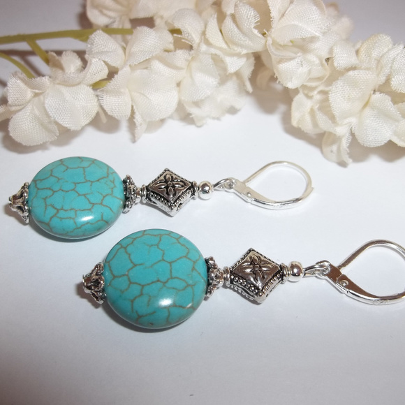 Turquoise Blue Statement Earrings Beaded Drop Fashion Accessory Jewelry Set 3967 - Picture 4 of 6